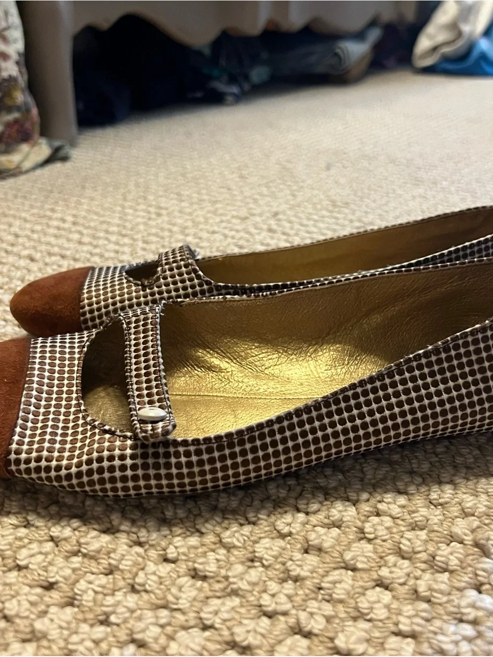 Maloles Brown & white Checkered Ballet Flats
